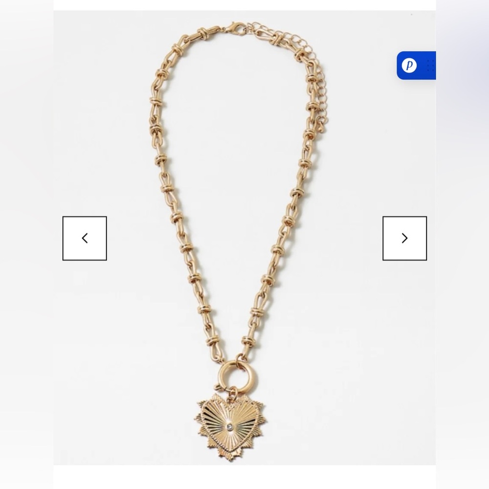 Radiant Gold Heart Sunburst Pendant Necklace - Women Jewelry